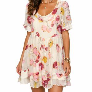 Vintage Johnny Was BIYA Sheer Mesh Floral Dress Lined 100% Silk Boho S